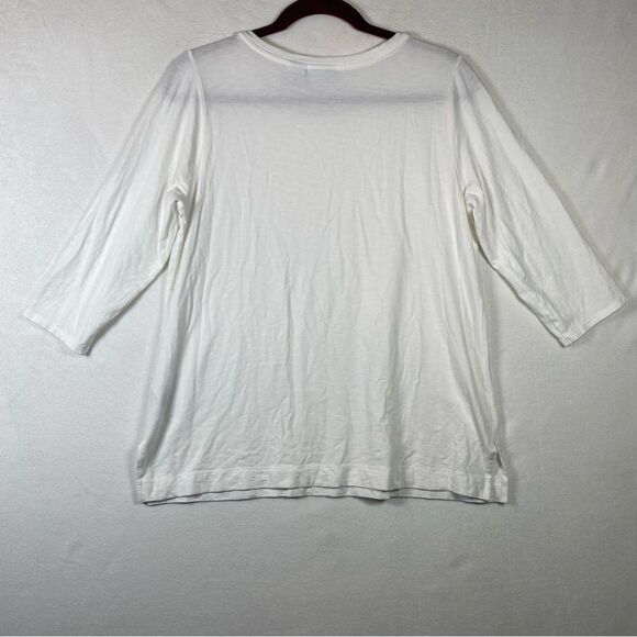 Antibes Blanc White 3/4 Sleeve Shirt Size Large - Picture 2 of 9